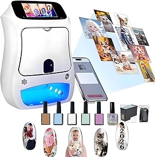 Nail Printer Nail Art Printing Machine,Impresora De UñAs,Digital Mobile Smart Diy Art Fingernail Printer-2026 Upgrade Touch Screen/Drying,App Control/Automatic Recognize Shape/Fast Draw10s