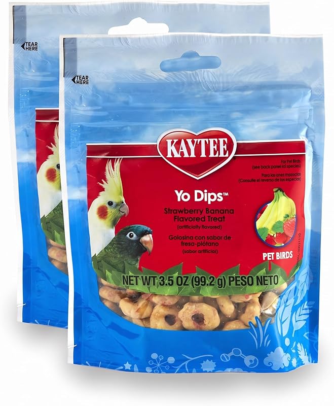 Petisco para Aves Kaytee Yo Dips com Cobertura de Iogurte Sabor Morango e Banana, 99 g, Pacote com 2