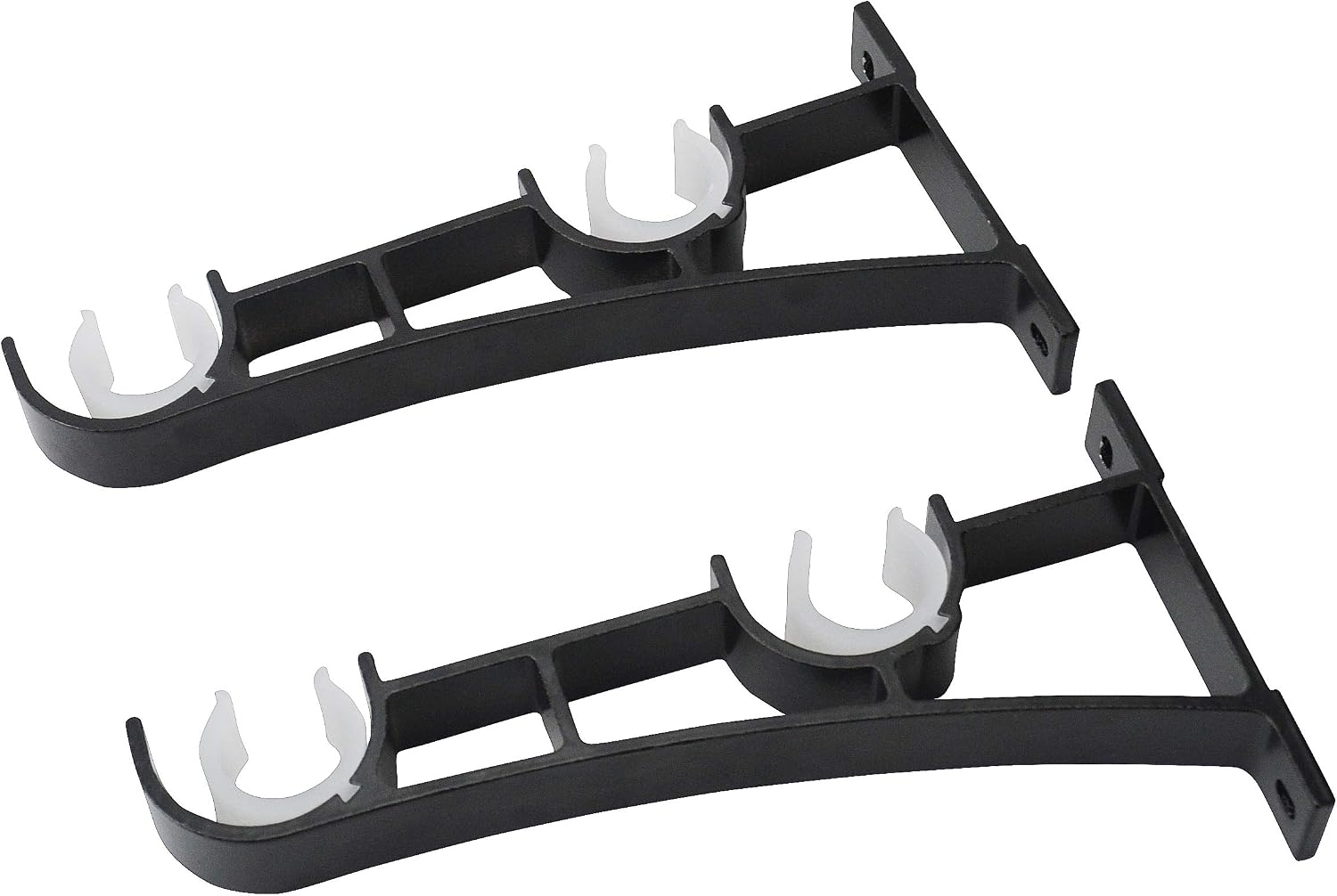 AddGrace Double Curtain Rod Brackets Set of 4 for Drapery Rod Window Hardware Rod Holders (Black)