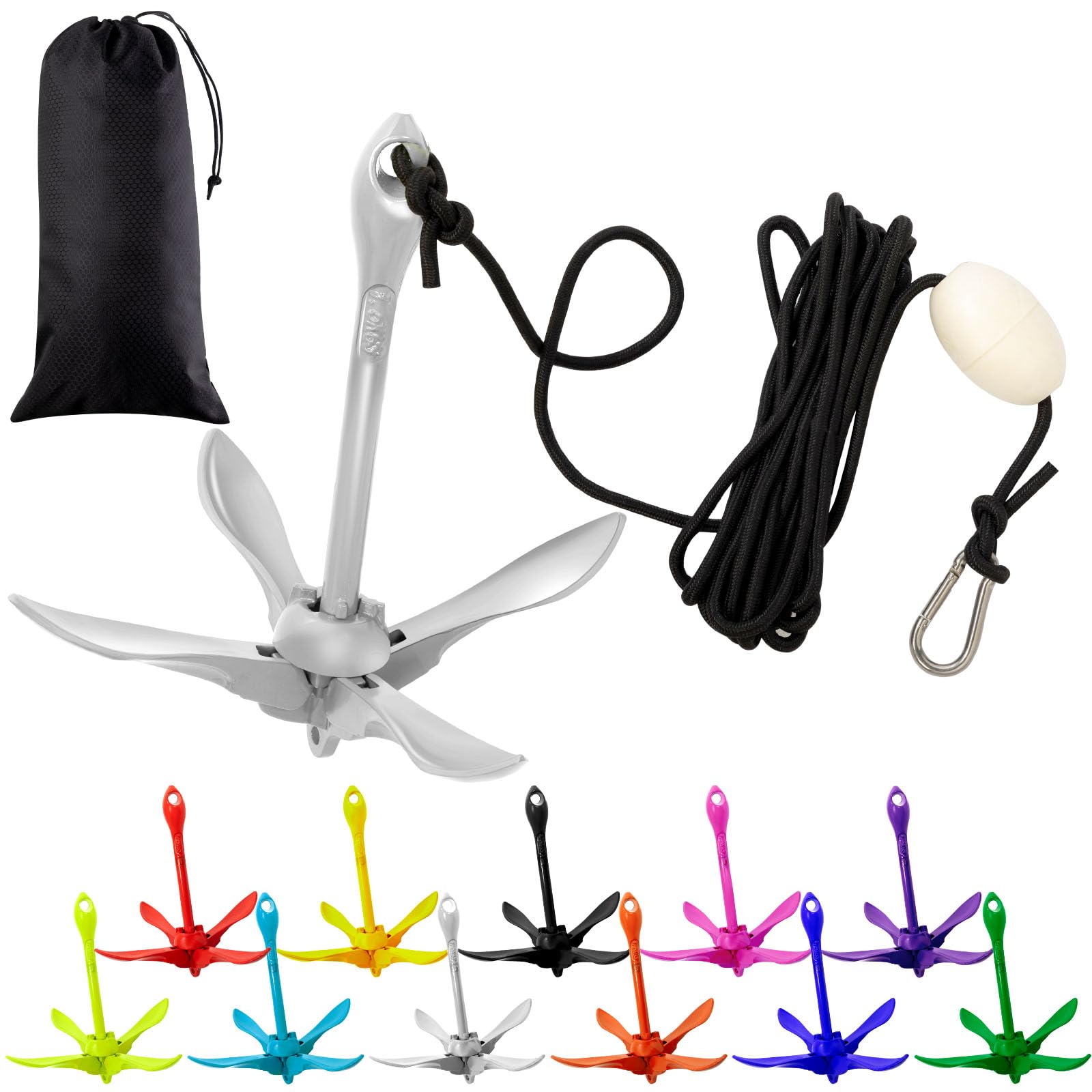 Snapklik.com : MorningRo 1 Pack Marine Kayak Anchor Kit Folding Grapnel ...