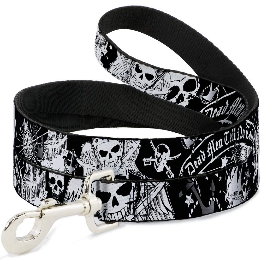 Laisse pour chien Buckle-Down Dead Men Tell No Tales en noir et blanc pour toutes tailles