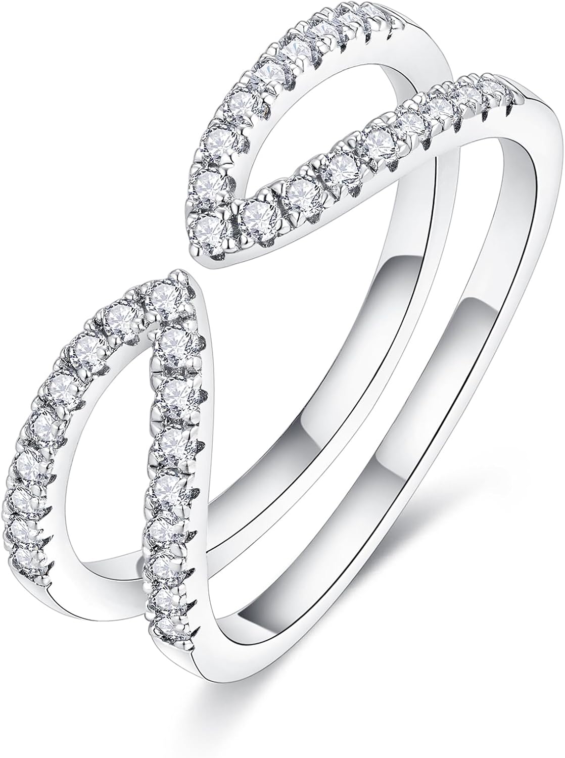 IMOLOVE Moissanite Wedding Bands for Women, 0.3 Carat Simple Fashion Adjustable Rings for Women Trendy Stackable Open Wedding Band Rings with 18K White Gold Plated Size 5-10