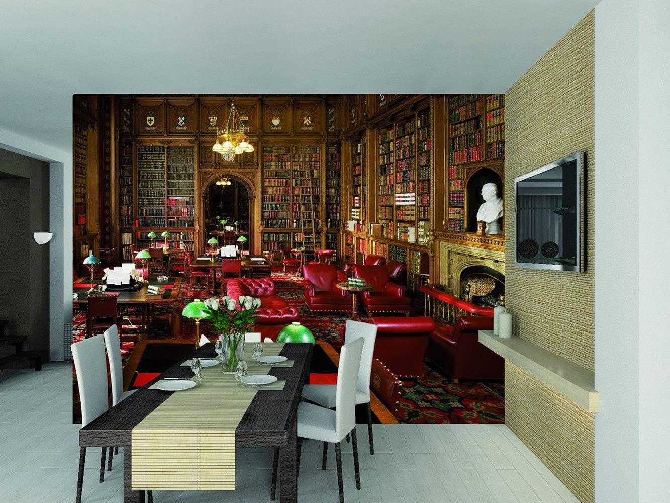 Lancashire Textiles Giant 'Easy Hang' Wallpaper Mural Decor Library 001