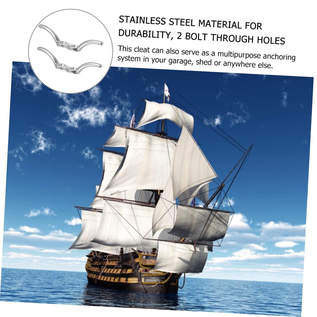 Yardwe Boat Accessories 2 Pack Stainless Steel Rope Cleat Flagpole Hook Boat Men Multipurpose Use Included Screws