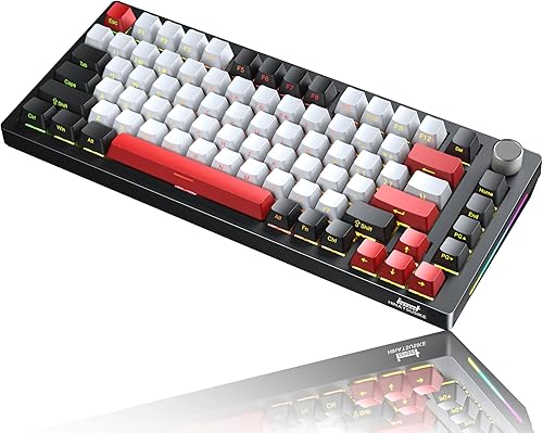 Miniatura 8 de HINATSUSIKE H83 PRO Wireless Mechanical Gaming Keyboard, 75% Gaming Equipment with Knob, Hot Swappable Cardamom Switches, PBT Keycaps, RGB Backlit,