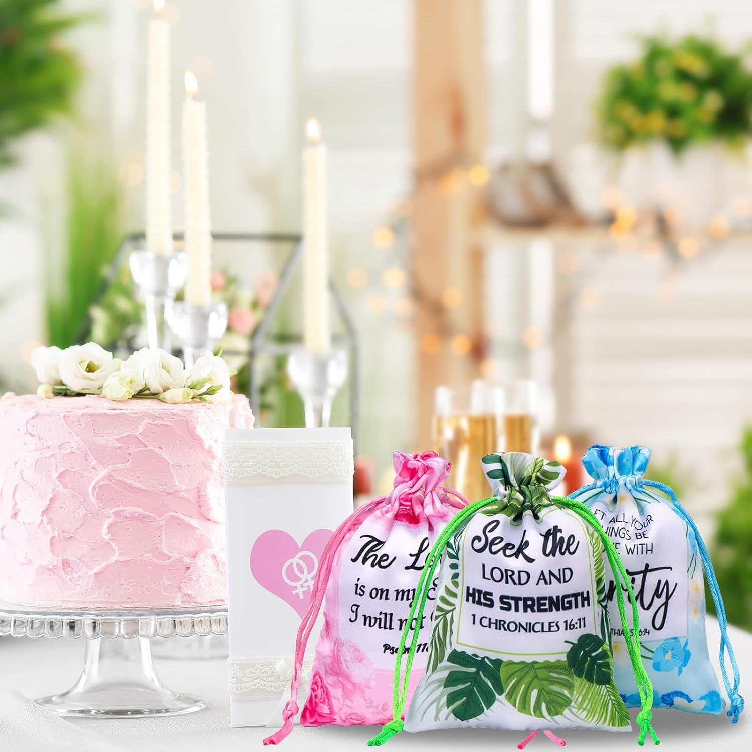Furbeko 90 Pcs Floral Christian Bible Verse Gifts Bags with Drawstring 4 x 6 Inch Religious Candy Gifts Wrapping Bag for Women Wedding Party Jewelry Favor - Image 6