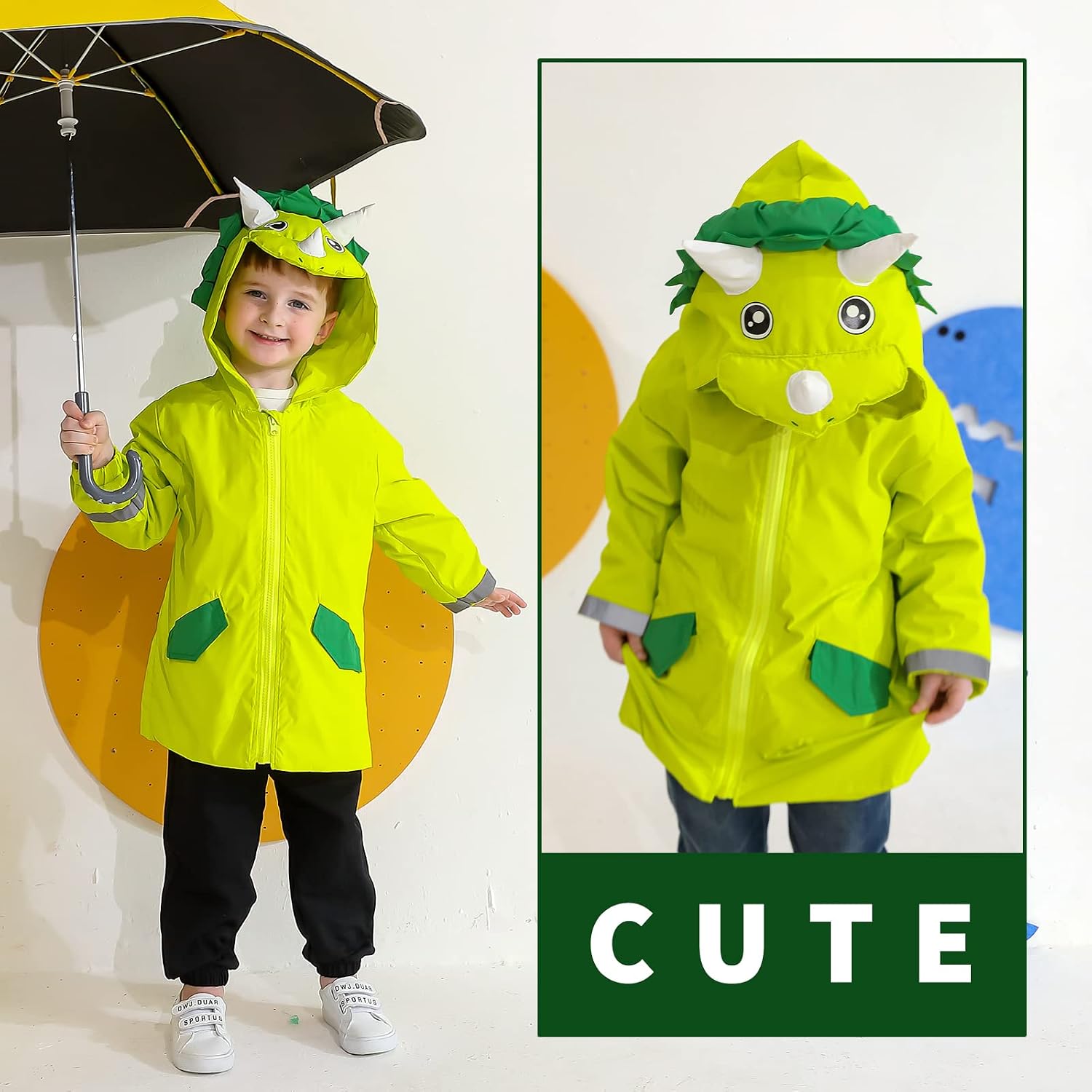 YOUNGER TREE Toddler Baby Boy Girl Duck Raincoat Hoodie Zipper Coat