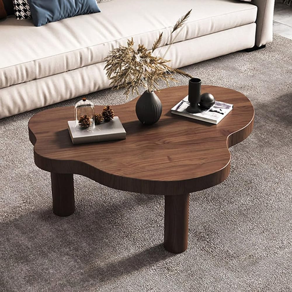 Table basse en bois de nuage moderne 110x40x80 cm avec pieds robustes pour salon