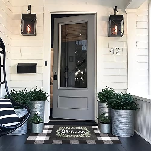 Miniatura 8 de Tapete de bienvenida grande para entrada principalcocherapatioexterioresáreas de alto tráficozapatos, parte trasera de goma antideslizante, alta