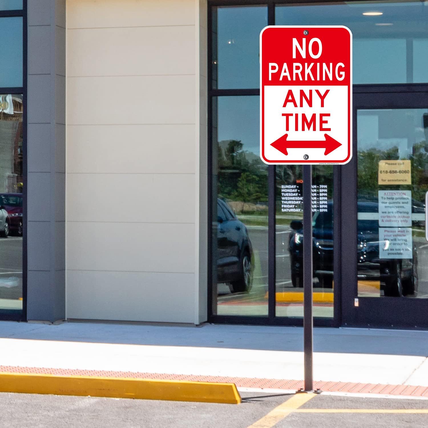 JIAMING No Parking Any Time Sign With Arrows, No Parking Sign, Any Time Sign, (2 Pack - View #5