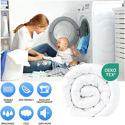 Miniatura 2 de EASELAND Edredón de plumón alternativo tamaño Queen de gran tamaño, relleno de edredón acolchado para todas las estaciones, suave y ligero con