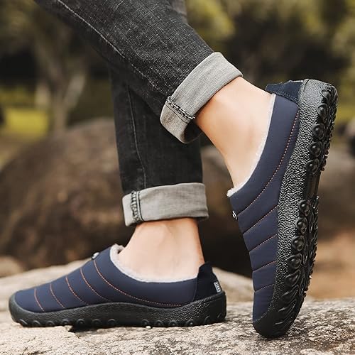 Miniatura 5 de UBFEN - Pantuflas cálidas de invierno para hombre y mujer con forro de felpa mullida, zapatos de casa con suela de caucho antideslizante