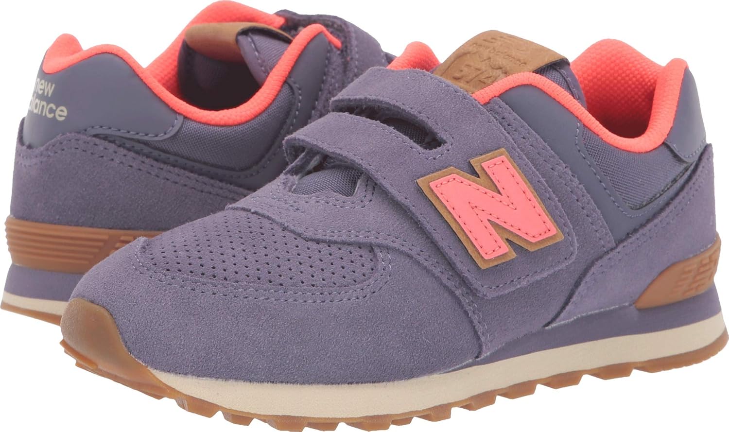 New Balance Unisex-Child 574 V1 Hook & Loop Sneaker Deep Cosmic Sky/Dragonfly 4 Wide Big Kid