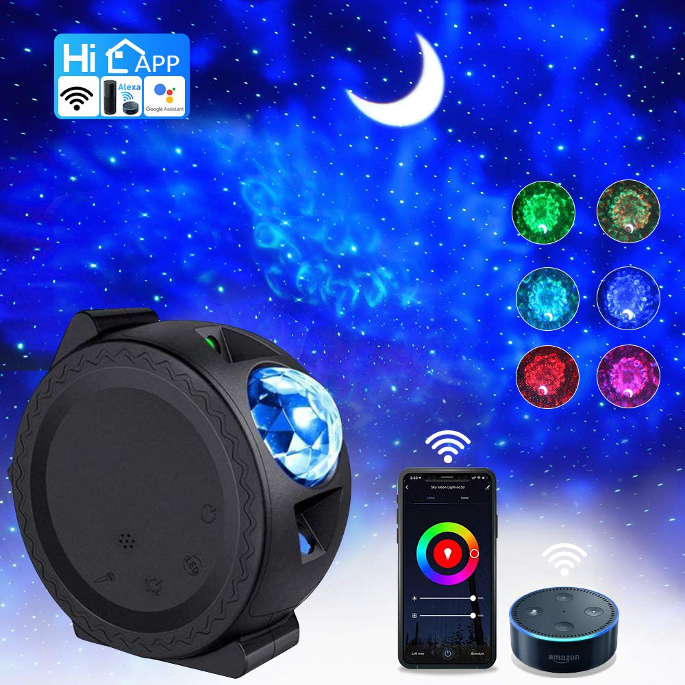 SOMKTN Star Projector, Galaxy Projector Night Light with Bluetooth Speaker, Works with Alexa, Starry Sky Projector for Kids Adults, Home Theater Bedroom Decor