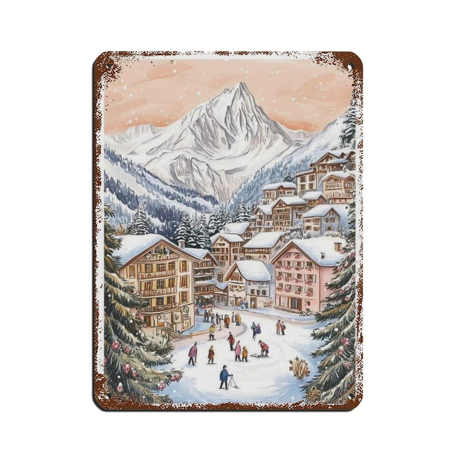 Lxwnze 30L X 40W Cm Chamonix Poster, Chamonix Art, Travel Poster Tin Sign Vintage Metal Pub Club Cafe Bar Home Wall Art Decoration Poster Retro 12X16inch(30X40cm)