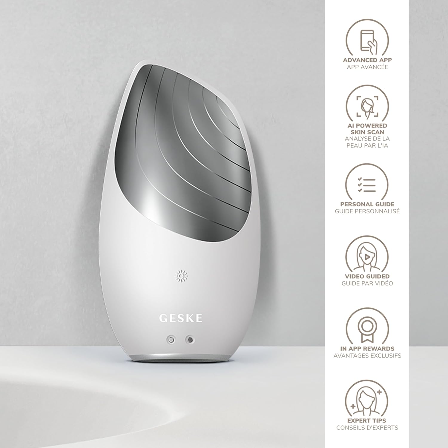 SmartAppGuided Sonic Thermo Facial Brush | 6 in 1 | Skin Cleansing | Cleansing Brush with Thermal Function | Electric Facial Massager