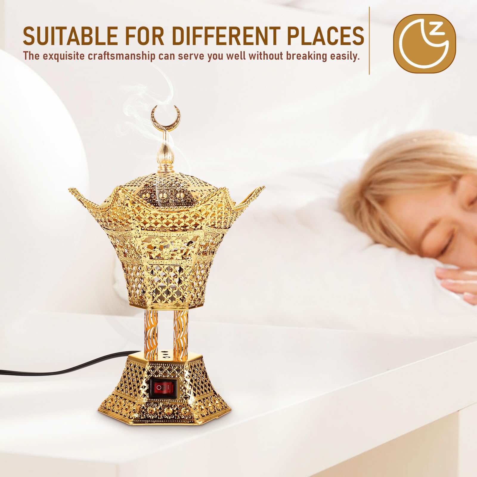 SHINEOFI Quemador de Hierro Dorado Decorativo Incienso de Eléctrico