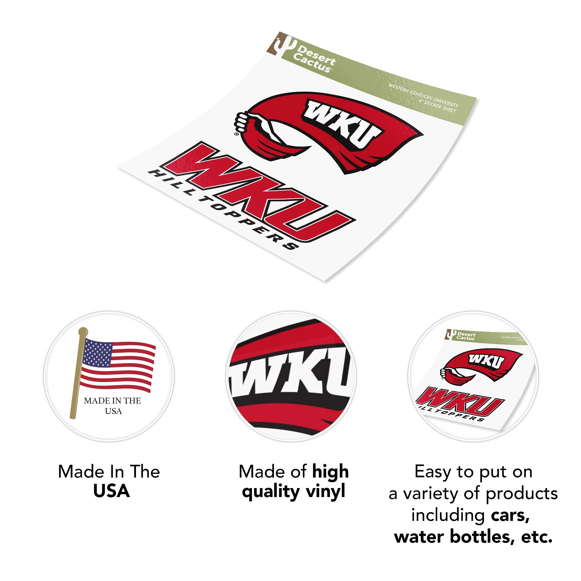 Western Kentucky University NCAA Sticker Sheet – Vinyl Decals For Laptop, Water Bottle, Car, Scrapbook