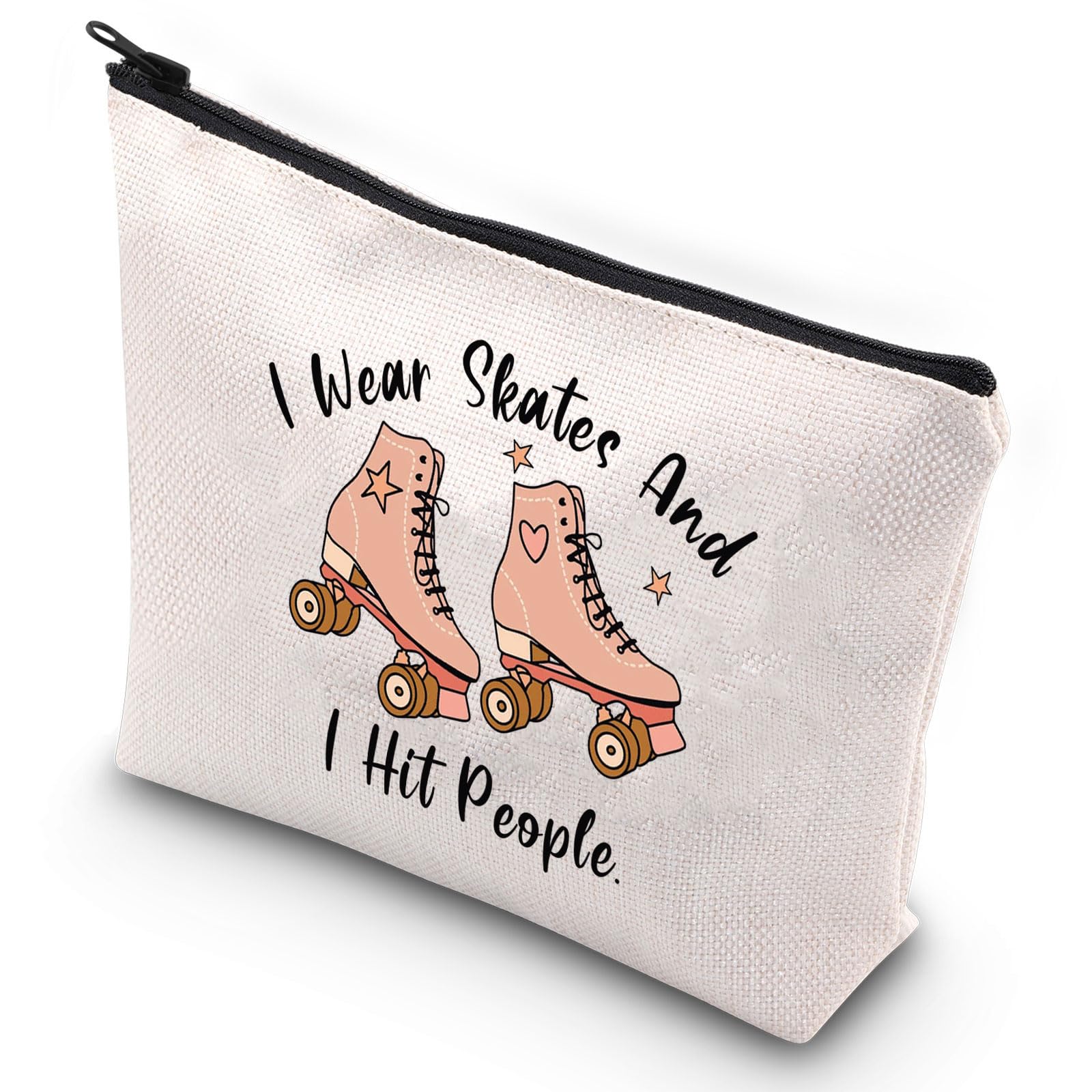 G2TUP Roller Skating Cosmetic Bag Roller Skater Makeup Bag Skate Lover Gift I Wear Skates And I Hit People (I Wear Skates)
