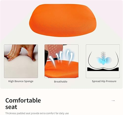 Miniatura 6 de Silla de oficina ergonómica de malla, silla de computadora con soporte lumbar, reposabrazos de respaldo medio, silla giratoria ajustable para