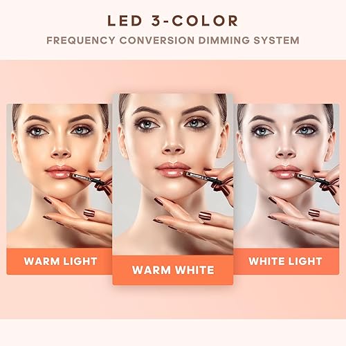 Miniatura 7 de Caja de aluminio del tren del maquillaje de la carretilla con la luz LED cosmética profesional 24 '' maquillaje organizador estudio, Negro -, Moda