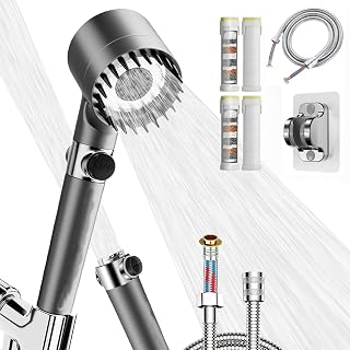 Shower Heads High Pressure, Handheld Showerhead Combo for Hard Water, 4 Modes Filtered Showerhead Set, 59" Anti-Burst Hose & Bracket Replaceable Filter for Dry Hair & Skin Protection
