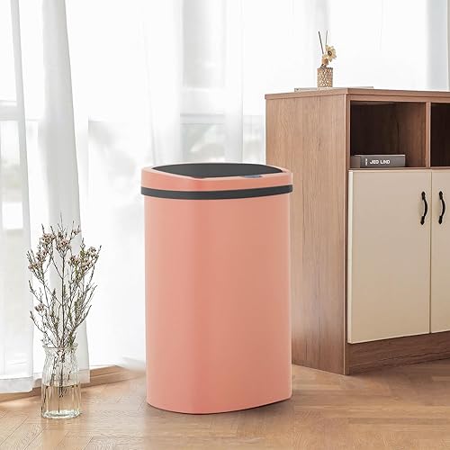 Vista 36 de Bote de basura para cocina de 13 galones (50 litros) con tapa, sensor automático, sin tocar, acero inoxidable, para baño, dormitorio, oficina