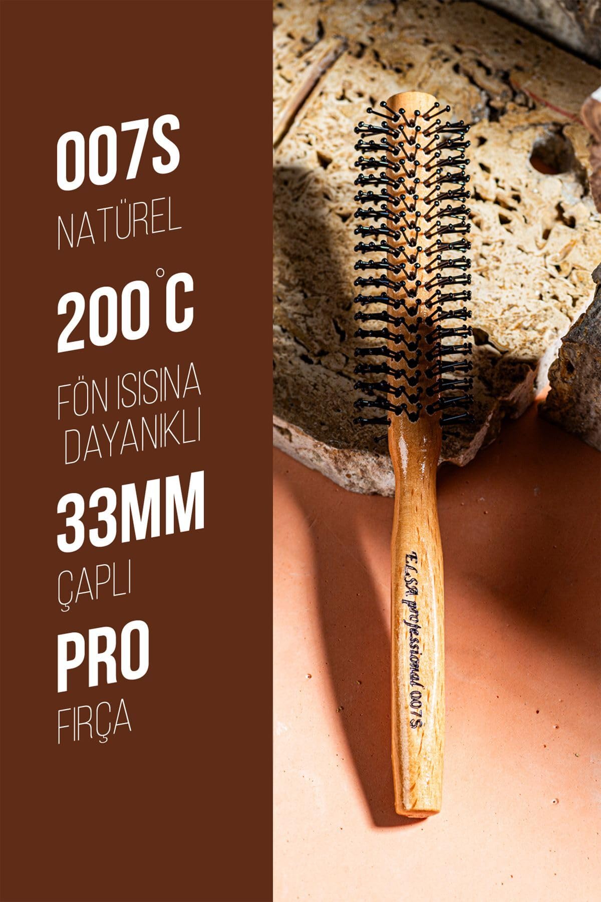 Elsa Professional 3X Natürel Erkek Saç Fırçası Set