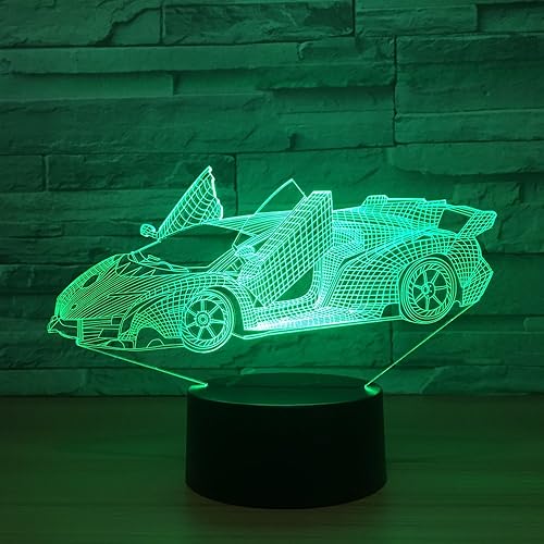 Miniatura 2 de The Cool SportsRunning Car 3D Night Light 7 colores cambiantes lámpara de mesa inteligente táctil ilusión óptica regalo perfecto para niños