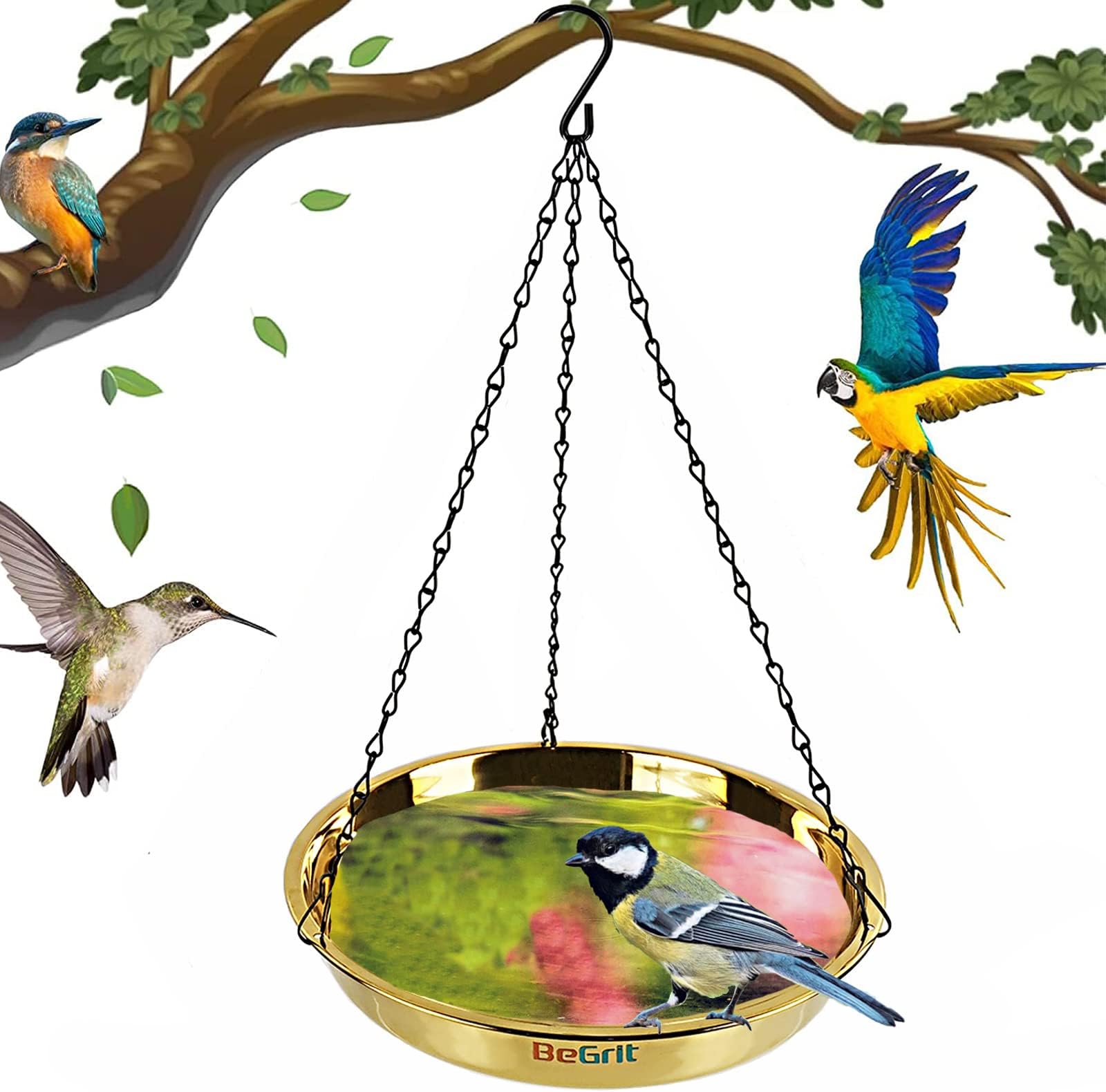 Fallen Fruits Ltd FB403 GREY METAL HANGING BIRD BATH Amazon.co.uk Garden