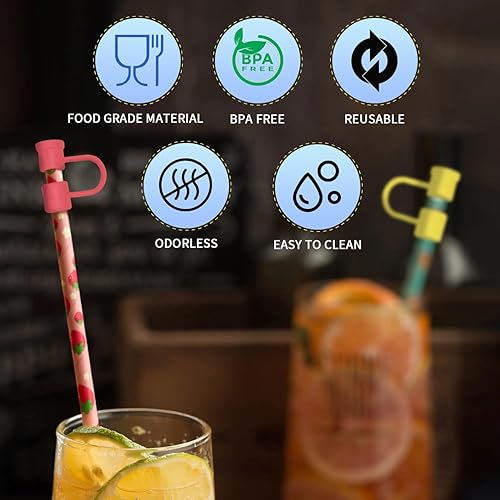 Miniatura 3 de 24 tapas redondas de silicona para pajilla, cubierta de silicona reutilizable de 0.315 pulgadas, tapa de paja ecológica con fundas protectoras de