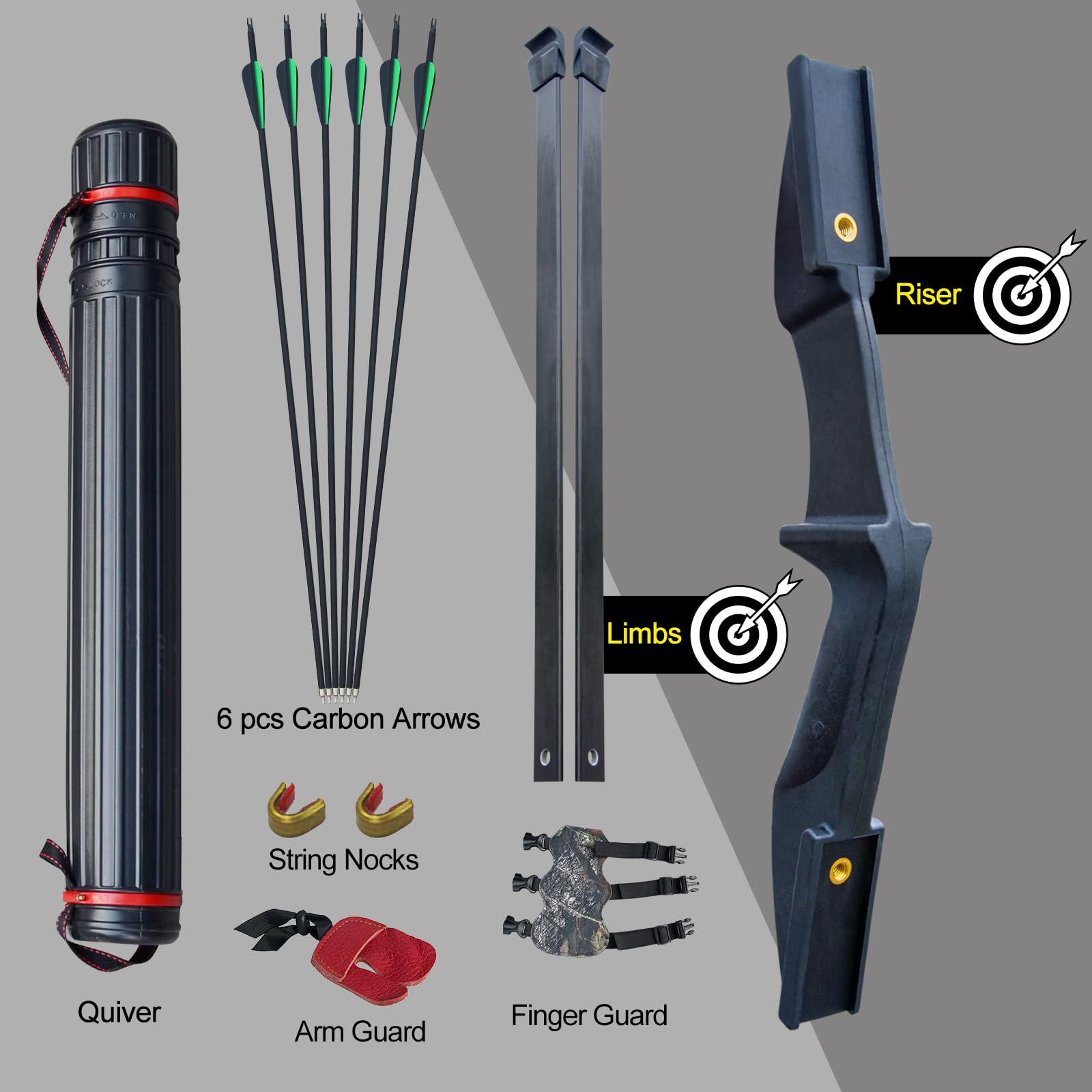 Ensemble de tir à l'arc D&Q 30 LB 40 LB Droit Durable pour Débutant Adulte Plein air