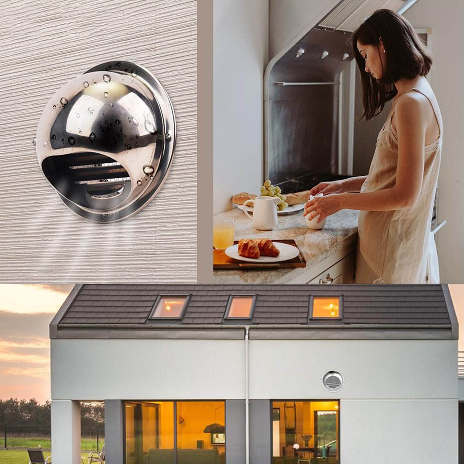 Grille De Ventilation Ronde en Acier Inoxydable, 60/80/110/150/200/300mm Grille D'Aération Murale Raccord De Ventilation, Ventilation Grille pour Bureau, Cuisine, Salle De Bain