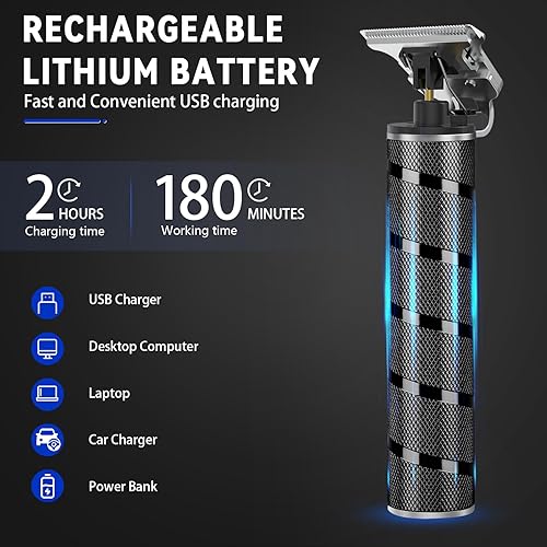 Miniatura 6 de Ufree Cortadora de barba para hombres, Cuchillas en T de separación cero, Cortapelos inalámbrico, Afeitadoras eléctricas para hombres, Kit de aseo