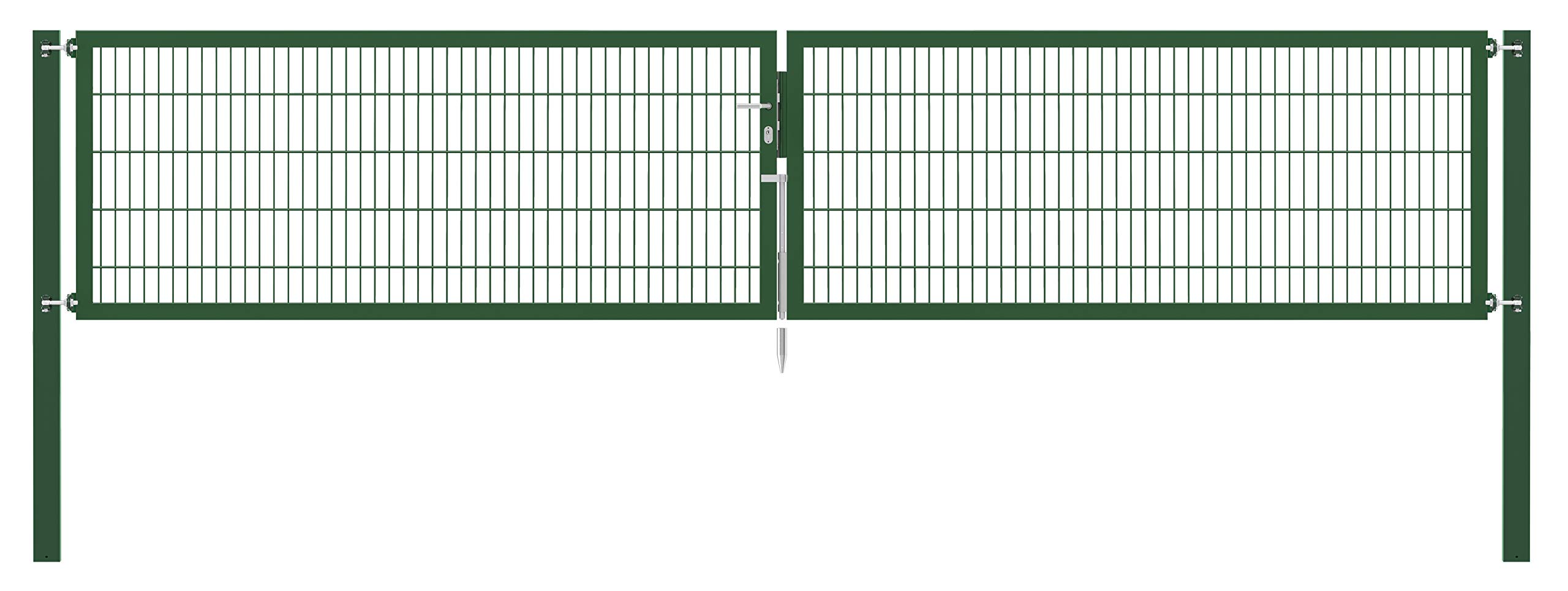 Alberts 636968 Doppeltor Flexo Plus mit Zubehör | verschiedene Breiten und Höhen | Pfostenstärke 100 x 100 mm | grün | Breite 500 cm | Höhe 100 cm