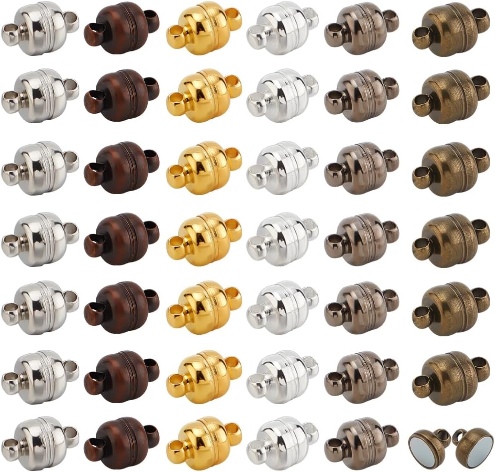 PH PandaHall 100 Sets Magnetic Clasps Mixed Color Necklace Bracelet Clasps Oval Brass Magnet Converter Jewelry Clasp Extenders Locking Clasp for Bracelet Necklace Jewelry Making, 11x7mm