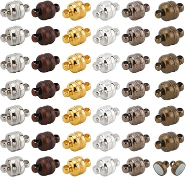 PH PandaHall 100 Sets Magnetic Clasps Mixed Color Necklace Bracelet Clasps Oval Brass Magnet Converter Jewelry Clasp Extenders Locking Clasp for Bracelet Necklace Jewelry Making, 11x7mm