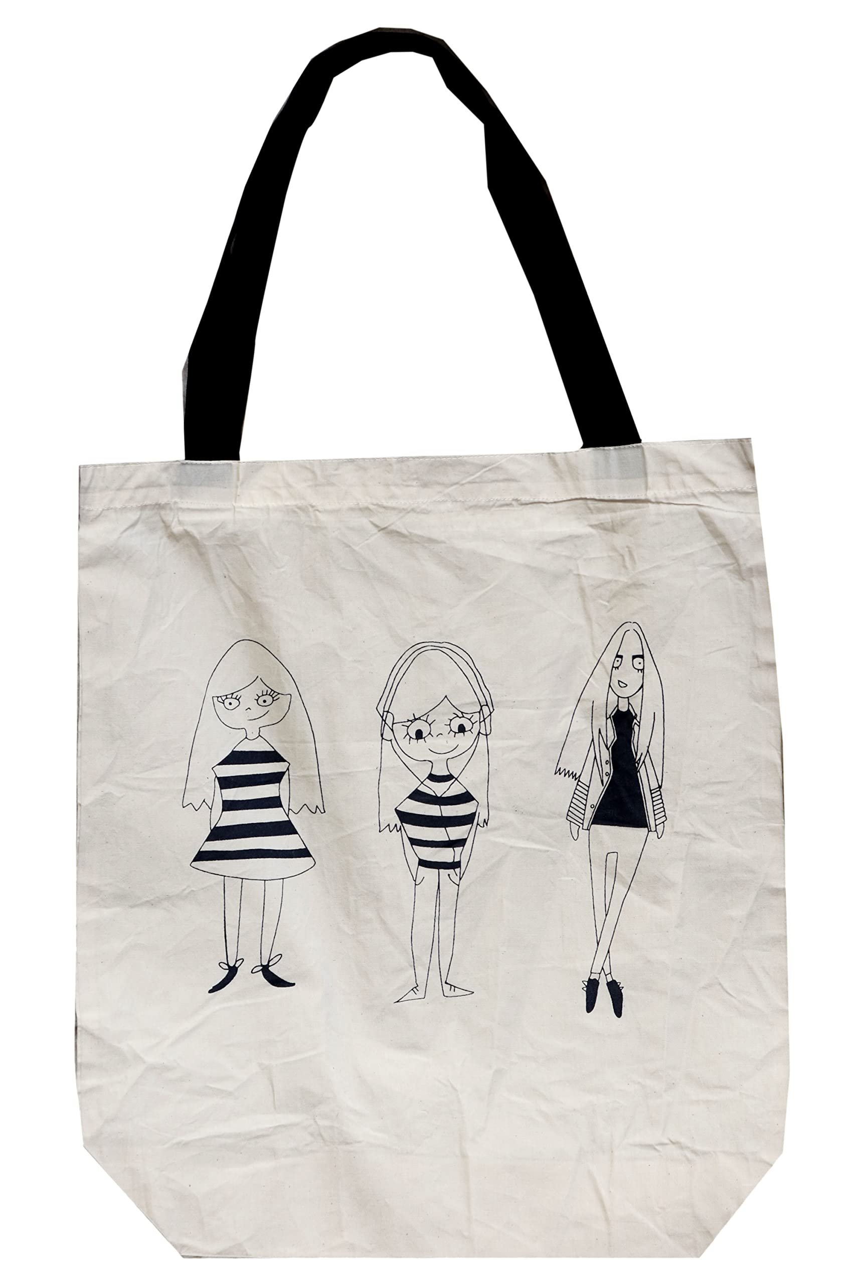 Active BasicPrinted Cartoon With Zip Tote Bag (Three Girls)