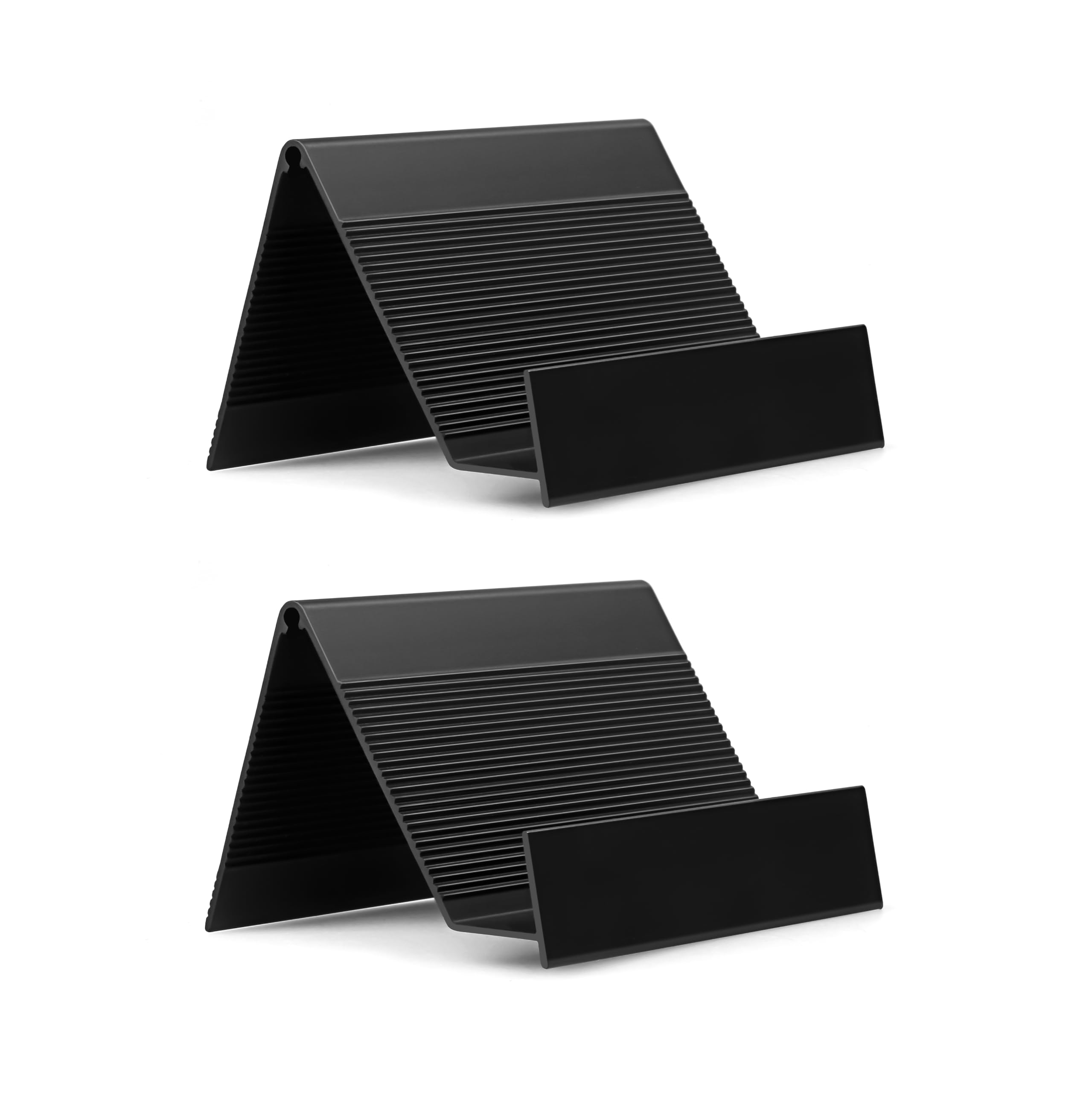 Business Card Holder Aluminum Business Card Display Stand Desktop Organizer High-end New Series Black 2 Pack