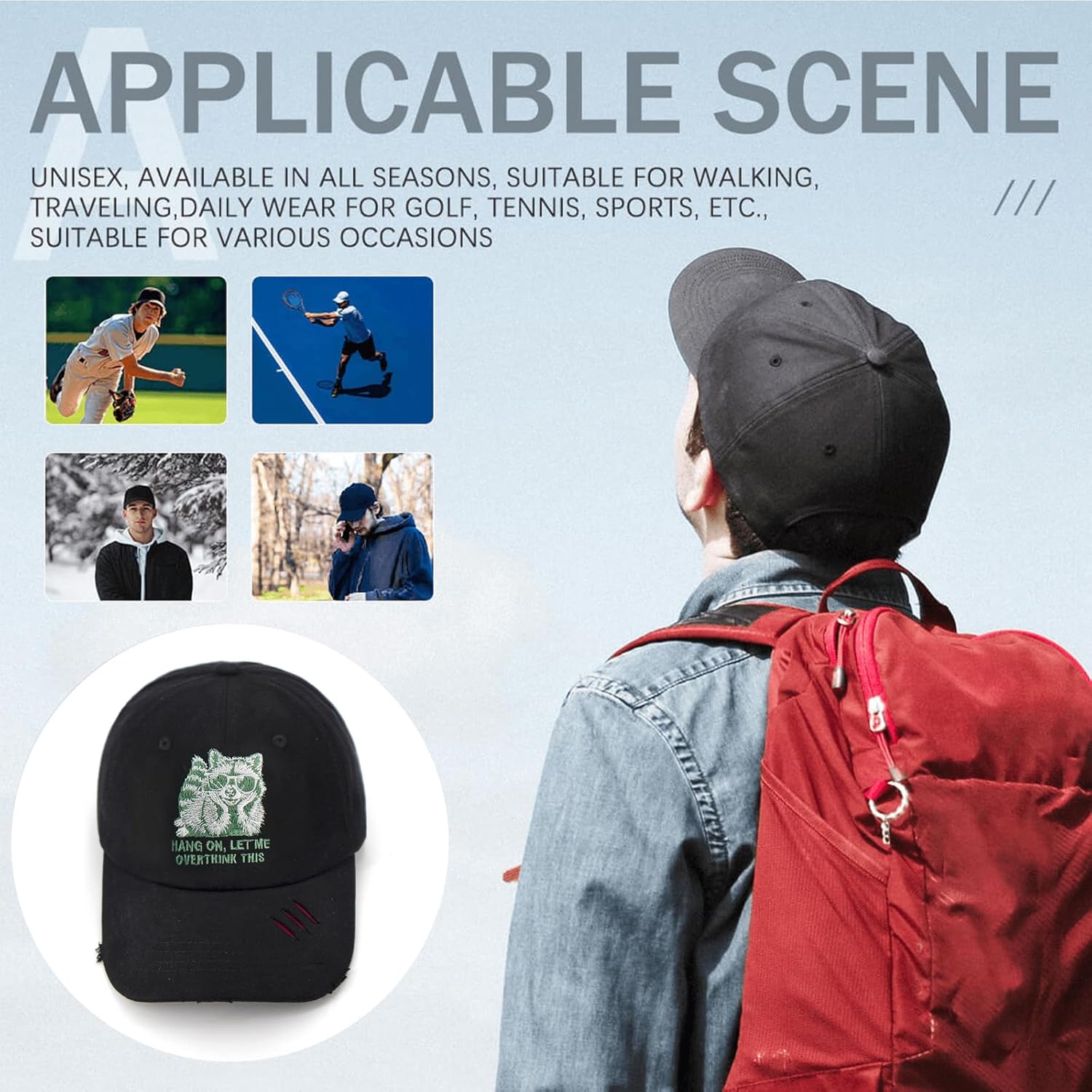 Funny Hat for Men Women, Animal Hats Adjustable Cotton Embroidered Baseball Cap, Gifts for Family Coworkers Friends - Image 8