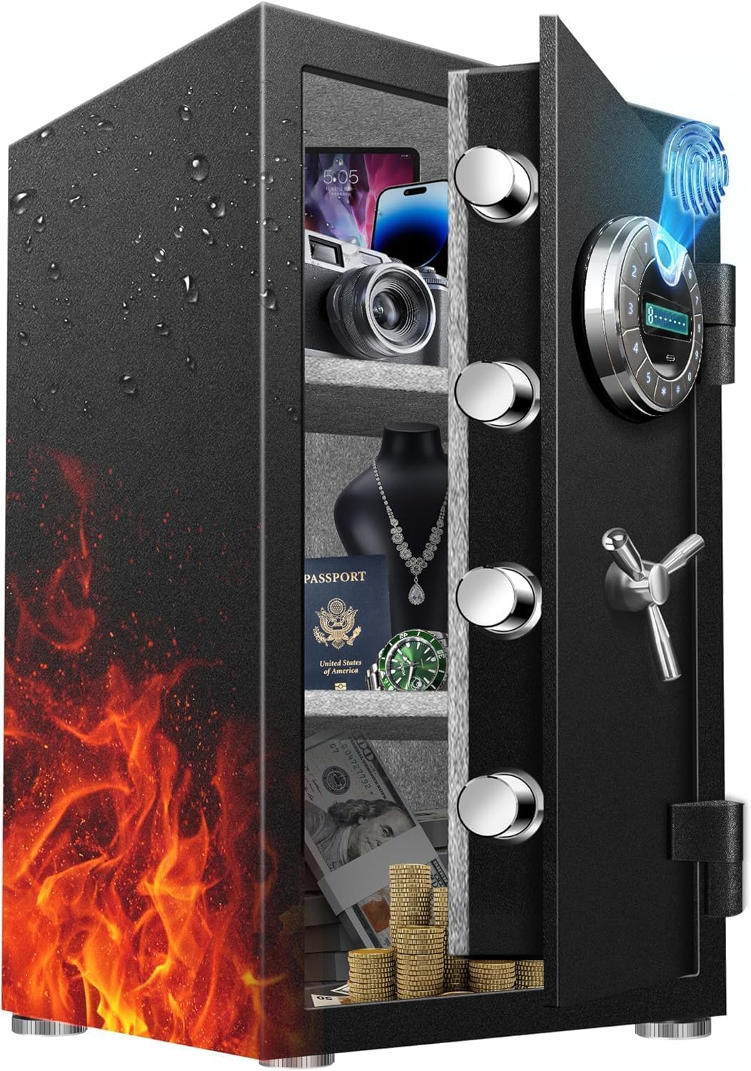 ToruKeep 8.0 Cu Ft UL Fire Rated Biometric Safe with Fingerprint Keypad