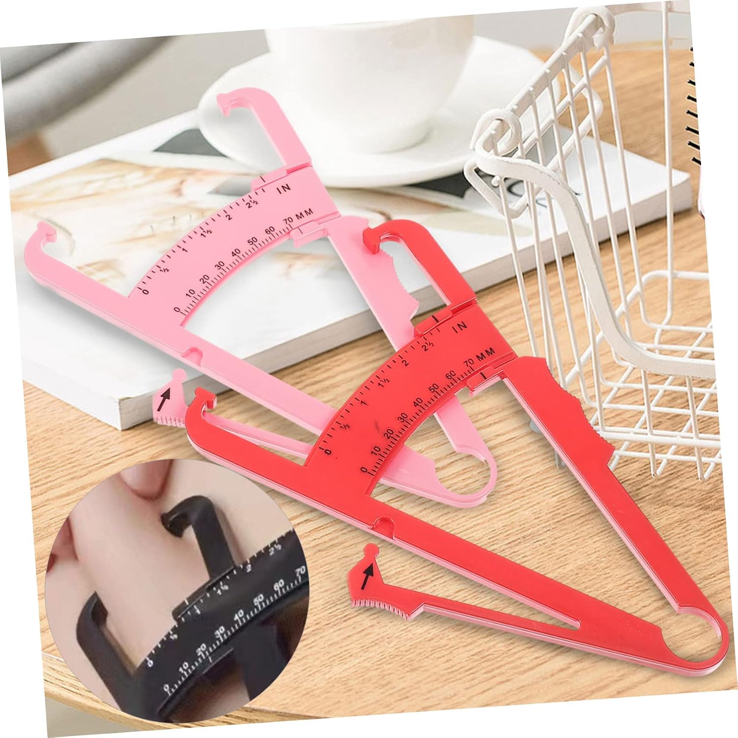 Outanaya 5pcs Skinfold Calipers for Measurement Accurate Fat Measurer Tool for Lightweight and Portable Dual Scale Markings