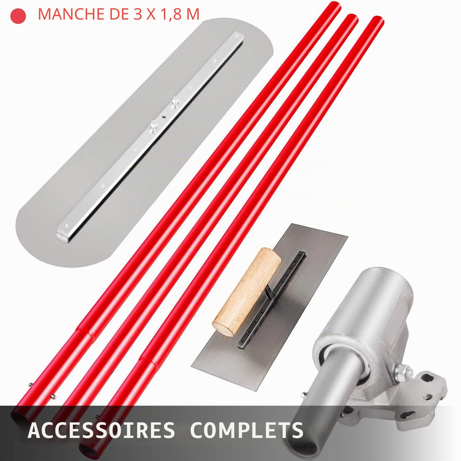 VEVOR Bull Flotteur en Acier Manganèse 900 x 200 mm, Truelle de Maçon, Grande Taloche, Outil de Finition Béton