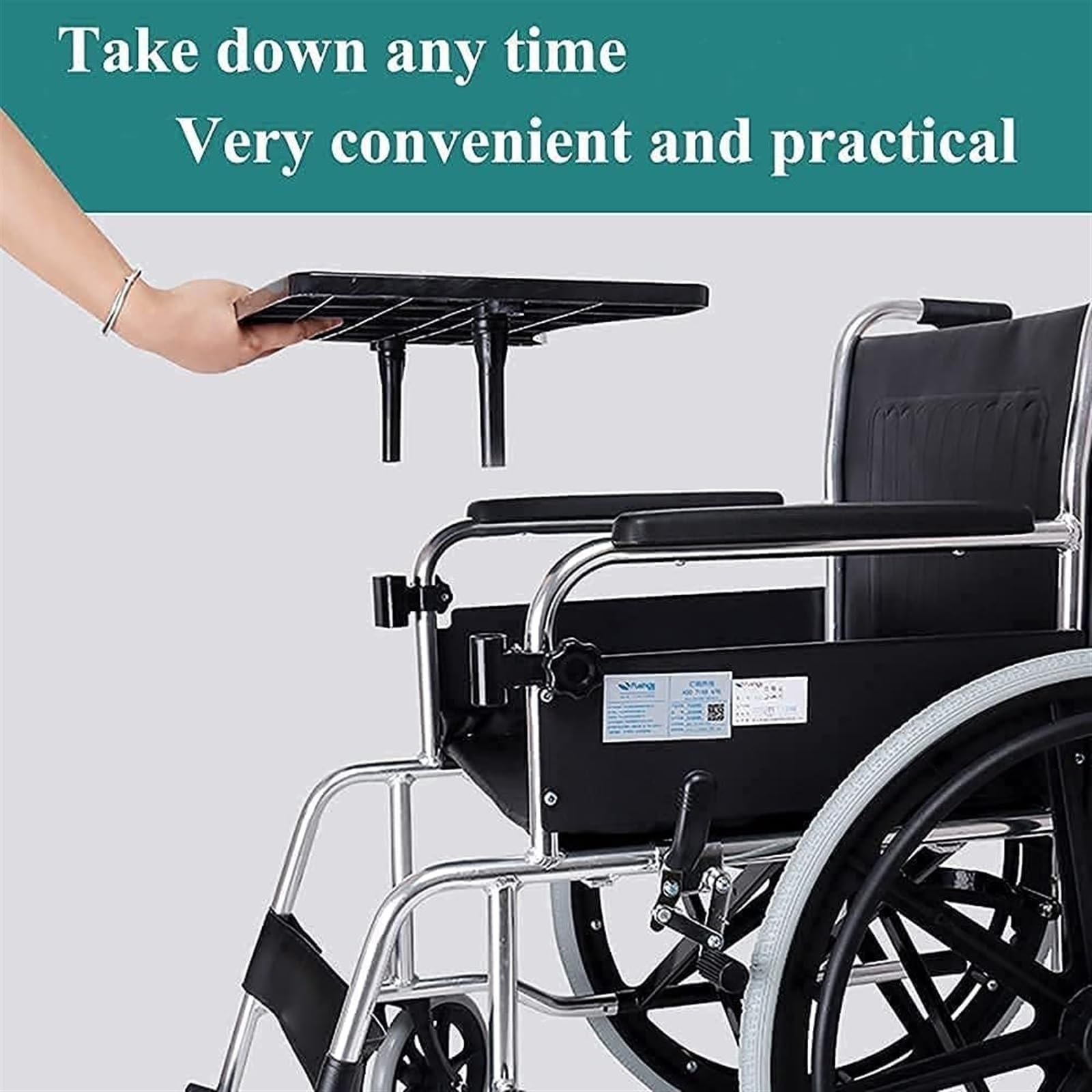 Wheelchair Tray Table with Cup Holder Detachable Wheelchair Table Removable Wheelchair Lap Tray Lightweight Portable Wheelchair Dinner Table Accessories for Adults with Cup Holder and Phone Groove