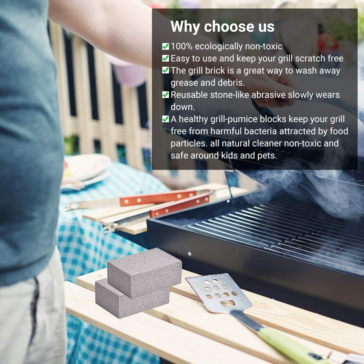 4 Pack Grill Cleaning Brick Block - Grill Stone/Griddle Cleaner Block - BBQ Grill Stones Cleaner - Remove Greases Stains Residues Dirt