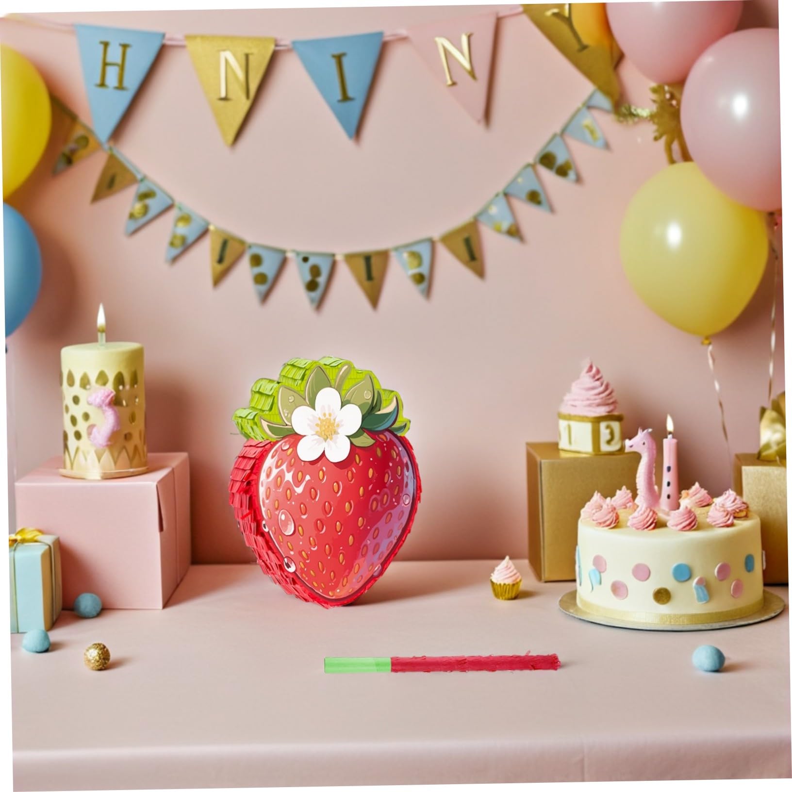 POPETPOP Pinata de para Cumpleaños con Diseño Resistente de Cartón y Papel Crepé Incluye Colgador y Abertura para Rellenar para Fiestas Infantiles y Temáticos de Verano