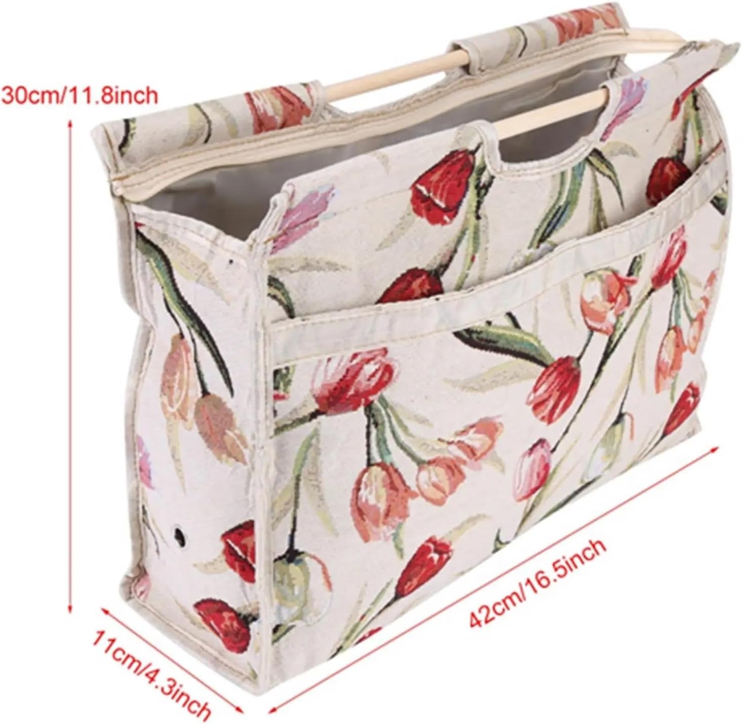 Portable Crochet Bag Wood Handle Yarn Storage Bag for Knitting Needles Sewing Stylish Tools Organization Needlework Tools Storage Box Knitting Tools Storage Bag