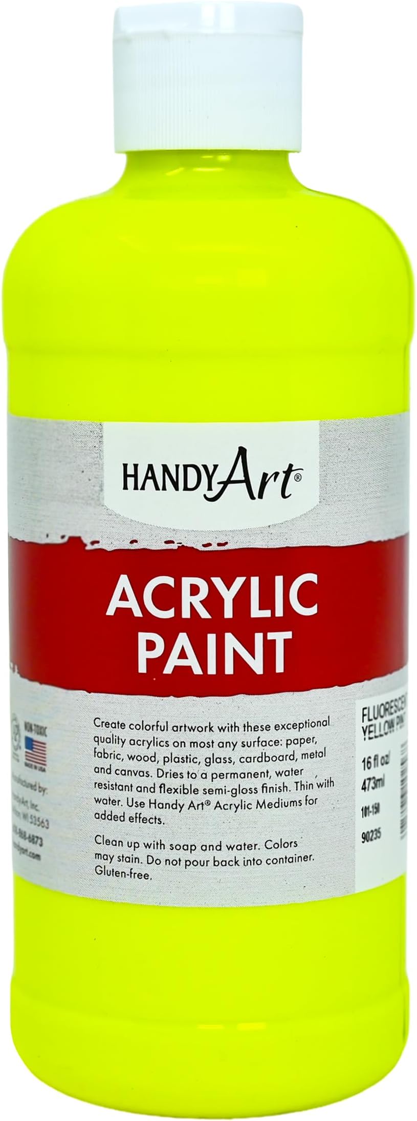 Handy Art Student Acrylic Paint 16 ounce, Fluorescent Yellow
