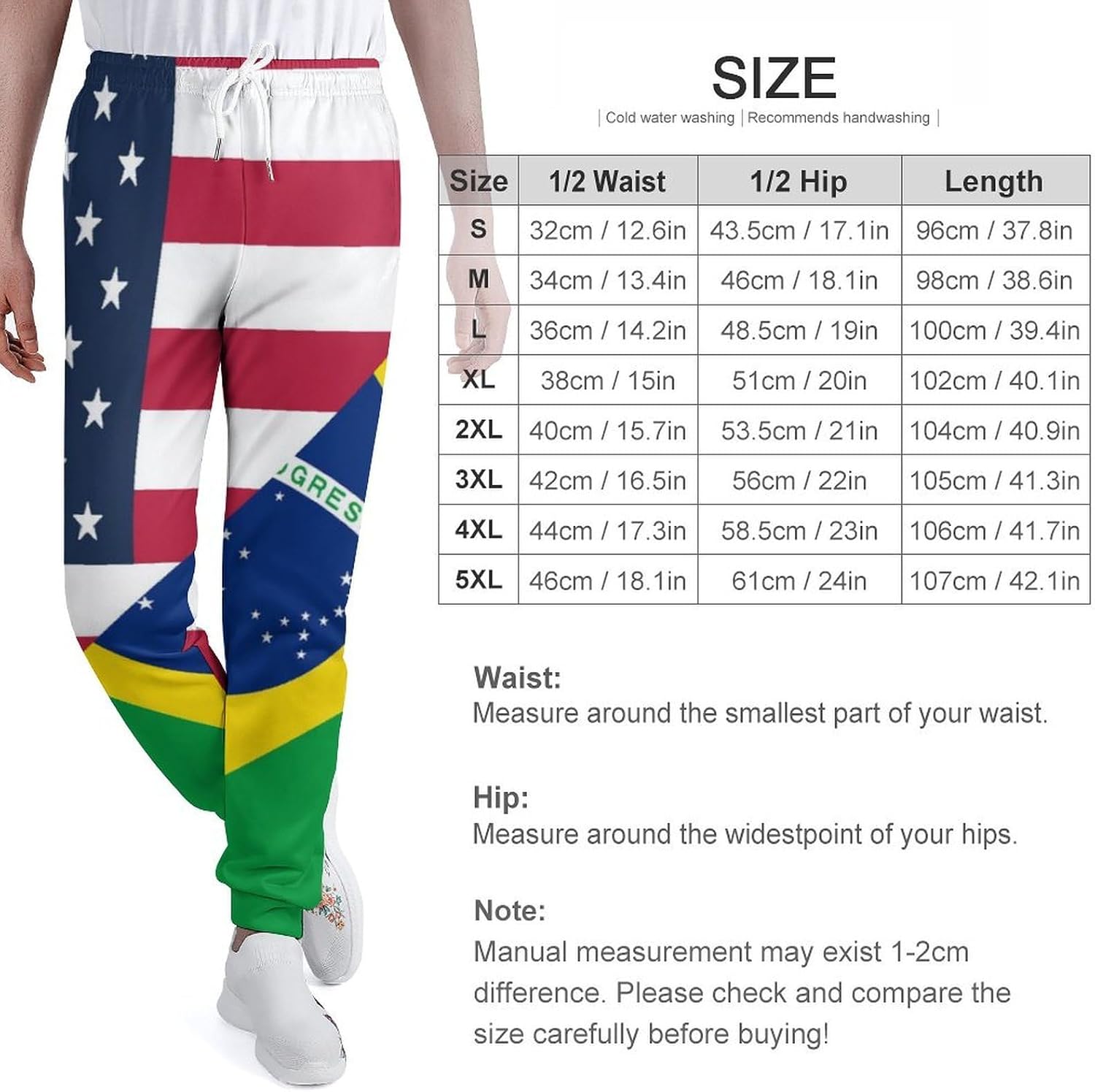 U.S.A and Brazilian Flag Men's Sweatpants Novelty Jogging Pants Sports Running Bottoms Trousers Women