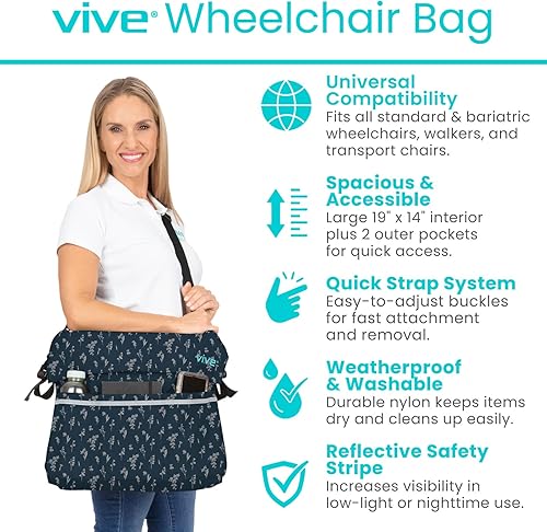 Miniatura 74 de Bolsa para silla de ruedas, Floral púrpura